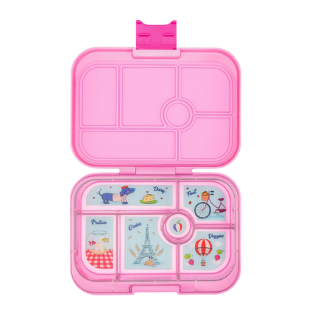 Yumbox Original lunchbox Power Pink Paris met zes vakken, lekvrij afgesloten, bij De Gele Flamingo