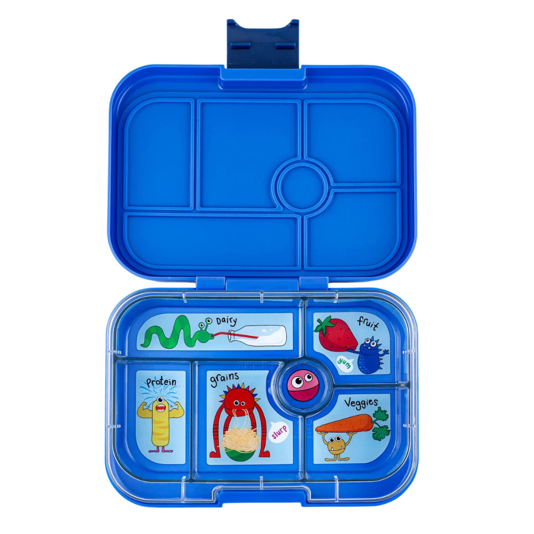 Yumbox Original lunchbox Surf Blue Funny Monsters met 6 vakken, bij De Gele Flamingo