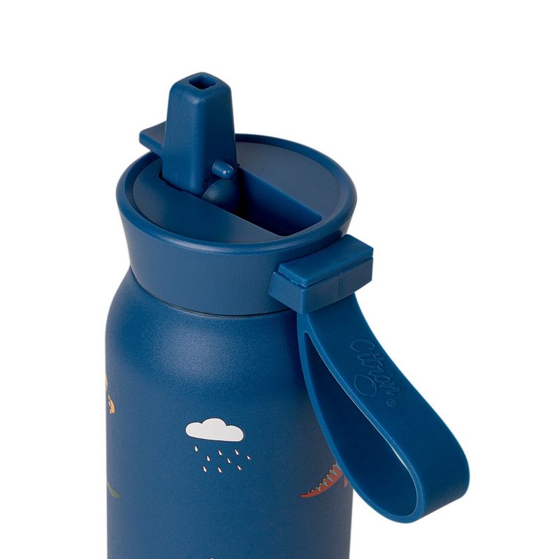 Citron thermische drinkfles 350 ml met Blue Dino-print en drinktuit