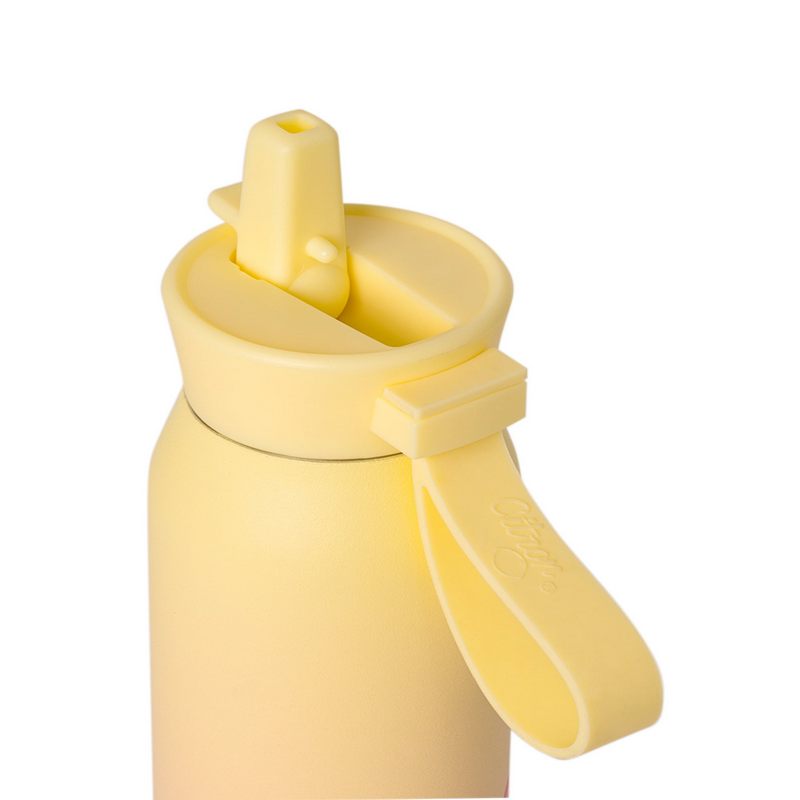 Citron thermische drinkfles 350 ml met Pink Yellow Glowup-print en drinktuit