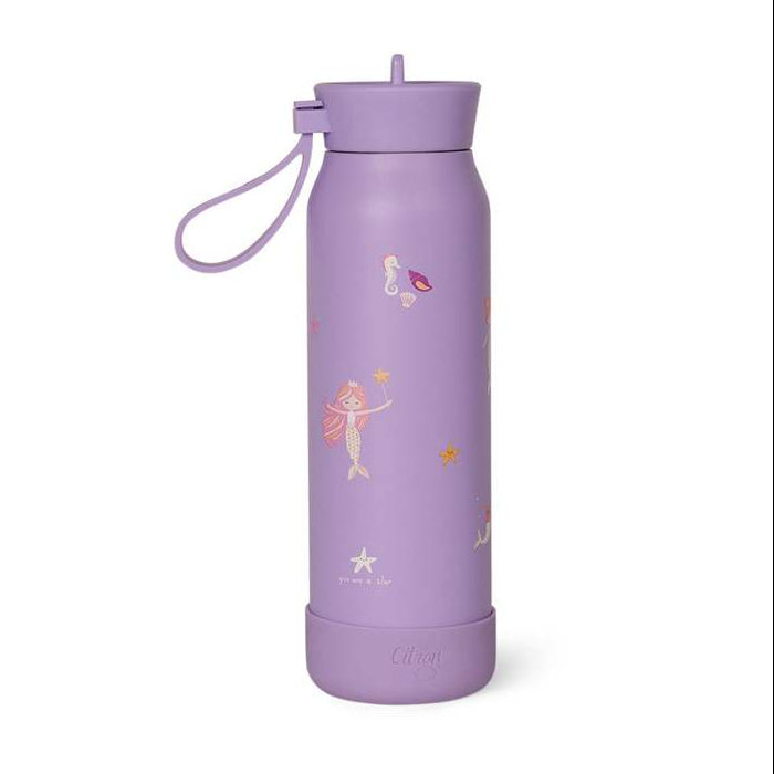 Citron thermische drinkfles 350 ml met Mermaid-print en drinktuit