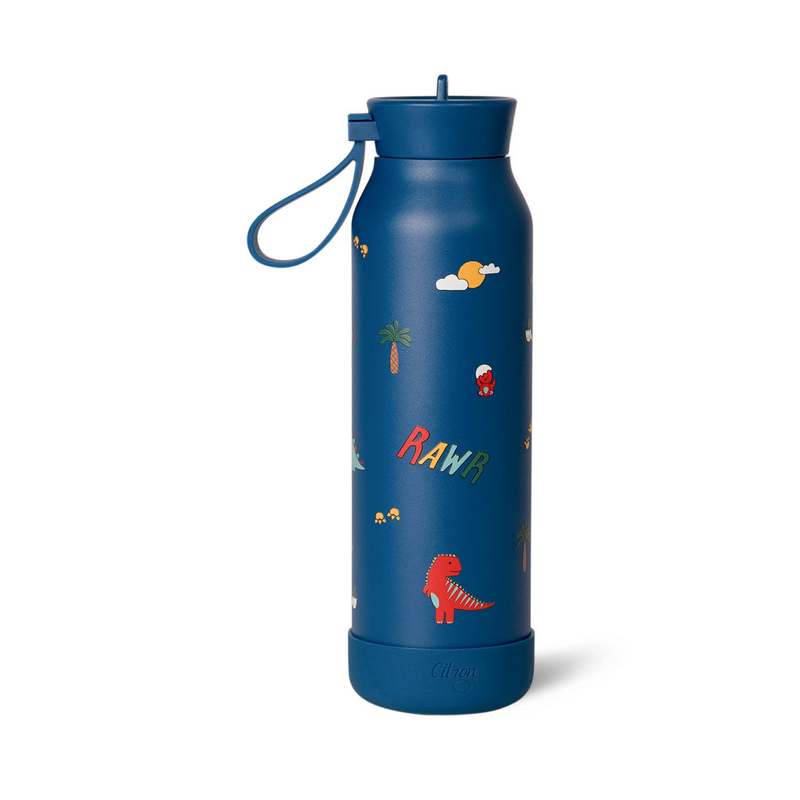 Citron thermische drinkfles 500 ml met Dino-print en drinktuit