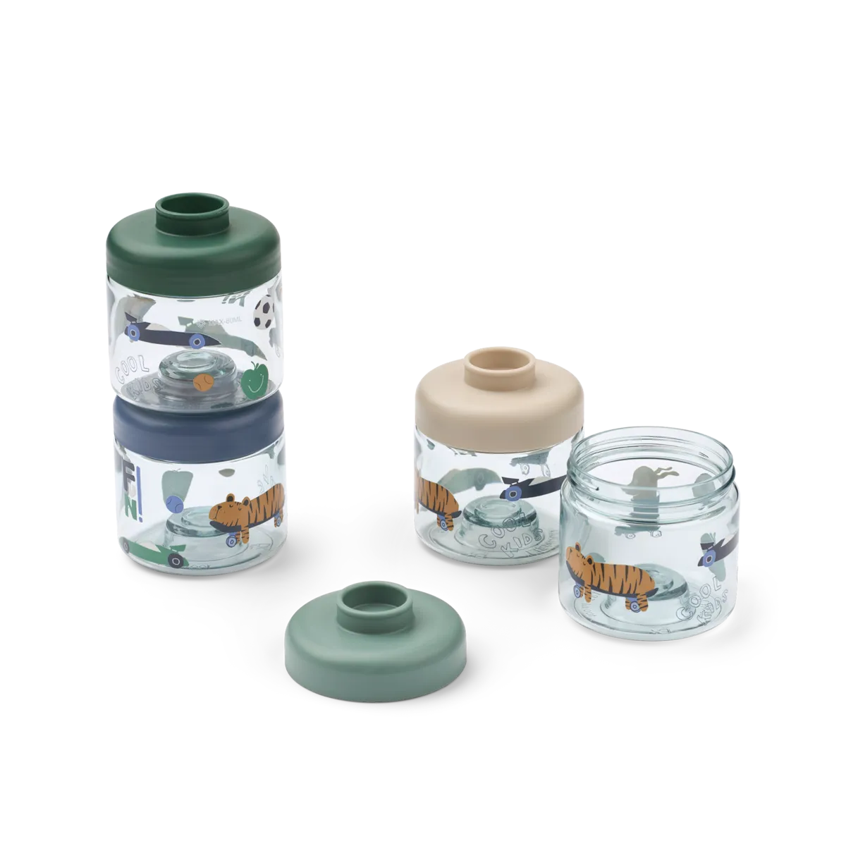 Liewood Dominique Baby Voeding Bewaarpotjes 100ml 4-Pack | Fun / Beach Blue