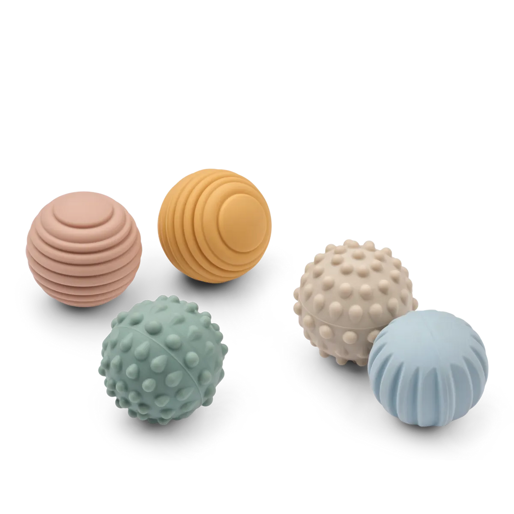 Liewood Dorian Sensorische Ballen in Beach Blue Multi Mix van 100% BPA vrij silicone, bij De Gele Flamingo