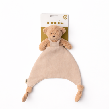 Moonie Doudou knuffeldoekje Bear in Cappuccino, 35 cm en superzacht voor de babyhuid, De Gele Flamingo