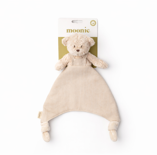 Moonie Doudou knuffeldoekje Bear in de kleur Sand, 35 cm van biologisch katoen, bij De Gele Flamingo