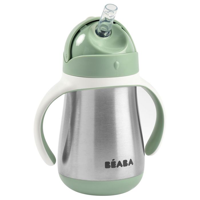Béaba RVS Thermische Drinkbeker met rietje 250ml | Groen
