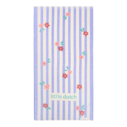 Little Dutch Strandhanddoek Dreamy Purple Stripe van 60x120 cm, verkrijgbaar bij De Gele Flamingo.