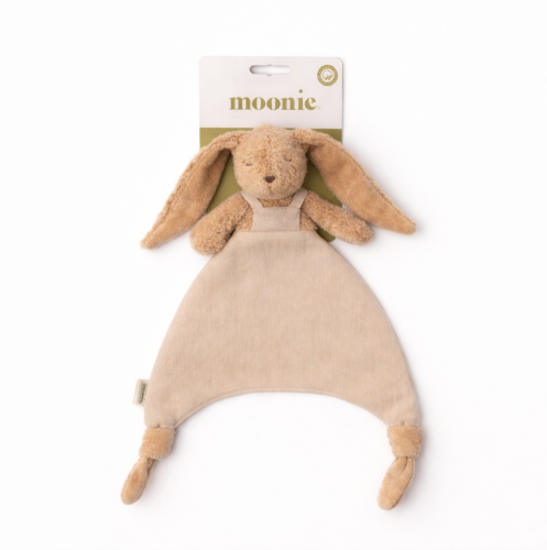 Moonie Doudou knuffeldoekje Bunny in Cappuccino, 35 cm van biologisch katoen en linnen, De Gele Flamingo