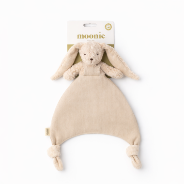 Moonie Doudou knuffeldoekje Bunny in de kleur Sand, 35 cm lang en handgemaakt in Europa, De Gele Flamingo