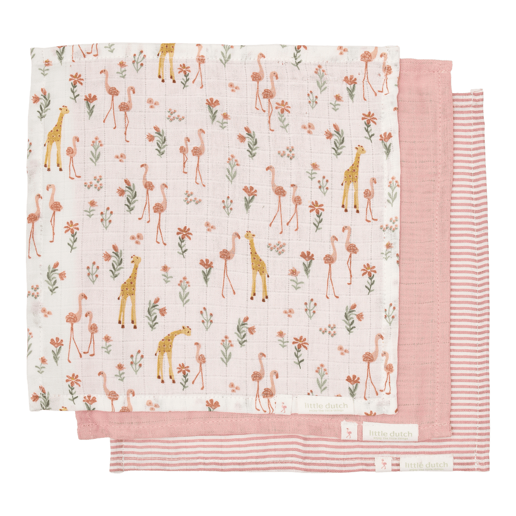 Little Dutch Monddoekjes Set Blooming Safari | Roze