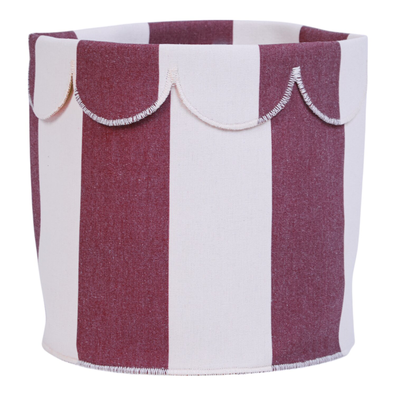 Childhome opbergmandje 20x25 cm in Biscuit Dreams Burgundy met gestreept design, bij De Gele Flamingo