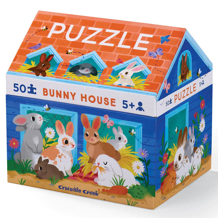 Crocodile Creek Bunny House puzzel met 50 stukjes, te koop bij De Gele Flamingo.