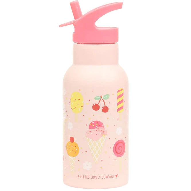 A Little Lovely Company RVS drinkfles 350 ml met Ijsjes-print, vooraanzicht