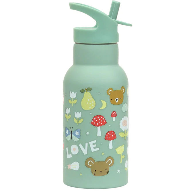 A Little Lovely Company RVS drinkfles 350 ml met Joy-print, vooraanzicht