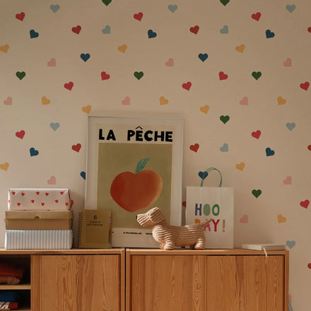 Dekornik behang Hearts in All Colours, rol van 50 cm breed en 280 cm hoog, De Gele Flamingo