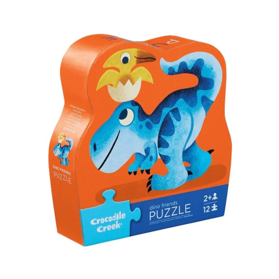 Crocodile Creek Shaped Box puzzel Dino Friends met 12 stukjes, te koop bij De Gele Flamingo.