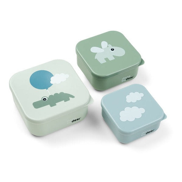 Done By Deer set 3 snackdoosjes Happy Clouds Green vooraanzicht