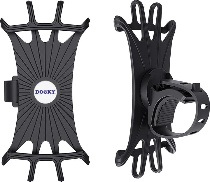 Dooky universele telefoonhouder van flexibel silicone voor de kinderwagen, bij De Gele Flamingo.