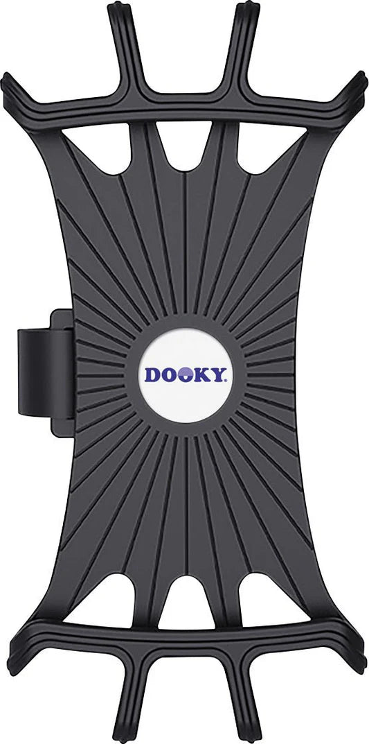 Dooky universele telefoonhouder van flexibel silicone voor de kinderwagen, bij De Gele Flamingo.