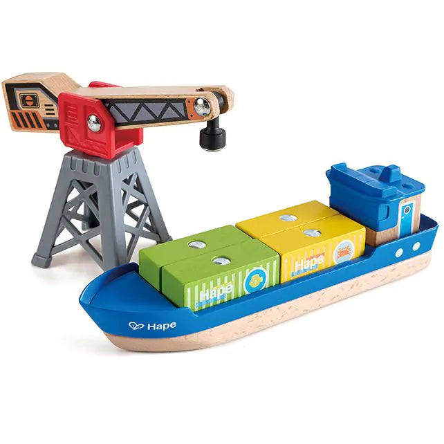 Hape Houten Speelgoed Cargo Ship & Kraan