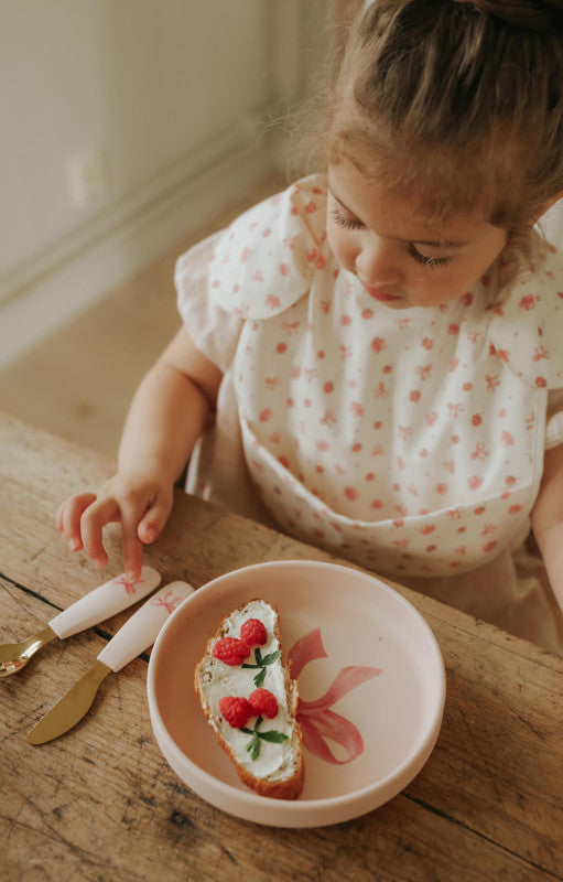 Elodie Details Silicone Sticky Bord Set in Rosy Bow-design, stijlvol cadeau voor kleine eters, bij De Gele Flamingo.