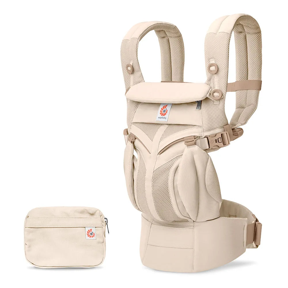 Ergobaby Omni Classic Mesh in Natural Beige, ergonomische draagzak van De Gele Flamingo voor newborn tot peuter