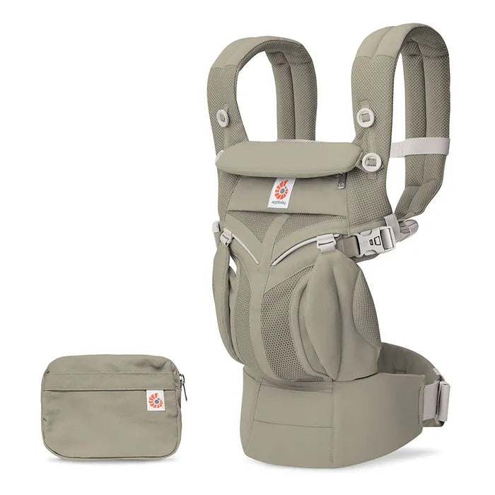 Ergobaby Omni Classic Mesh in Soft Olive, ergonomische draagzak van De Gele Flamingo voor 0 tot 48 maanden