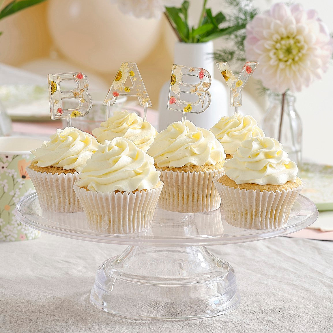 * Ginger Ray Pressed Flowers Baby Cake Topper