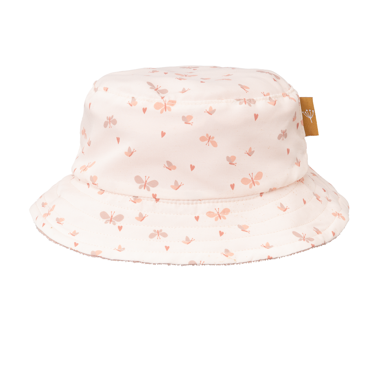 Fresk UV Zonnehoedje Bucket met Butterfly print en UV-bescherming 50+, verkrijgbaar bij De Gele Flamingo.