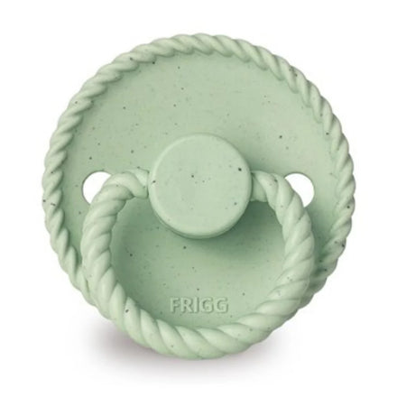 FRIGG Mini Mocha latex fopspeen 0+M in Matcha Latte, ronde cherry speen voor pasgeborenen, De Gele Flamingo