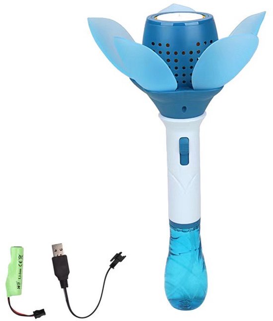 FunTrading bloemen bellenblaas met licht in blauw, automatische bellenblaasmachine bij De Gele Flamingo