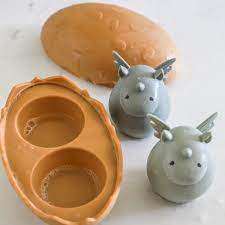 * Konges Sløjd Silicone Badspeeltjes Dino Egg | Almond Mix
