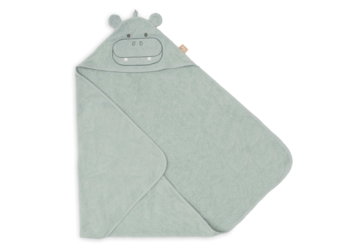 Jollein badcape badstof 75x75 cm Hippo Happy met nijlpaardcapuchon