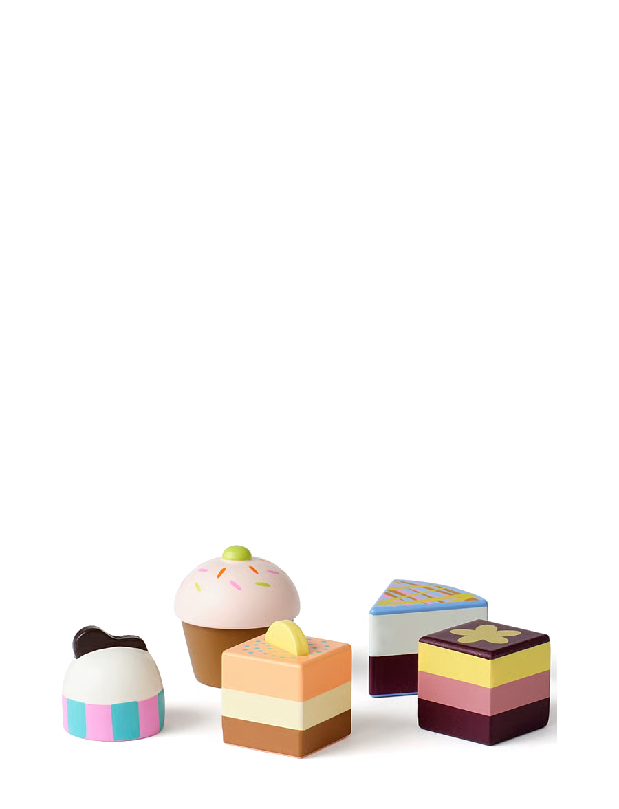 Kid's Concept houten cake houder met 5 gebakjes