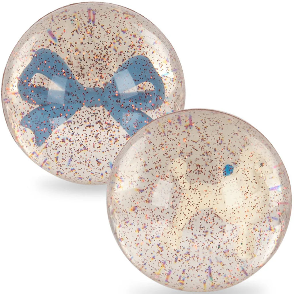 Konges Sløjd Bouncing Ball Set Poodle/Bow met glitter, set van 2 balletjes, bij De Gele Flamingo