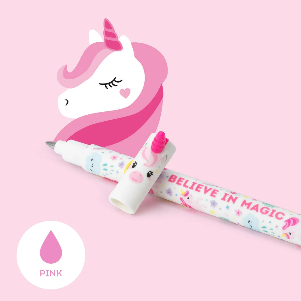 Legami uitwisbare gelpen Unicorn met roze thermosensitieve inkt die je opnieuw kunt uitwissen