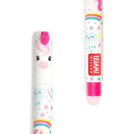 Legami uitwisbare gelpen Unicorn in roze inkt met wisbolletje achteraan de pen, handig voor school