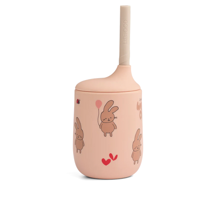 Liewood Ellis siliconen rietjesbeker Wild child Rosey, oefenbeker van 230 ml met rietje