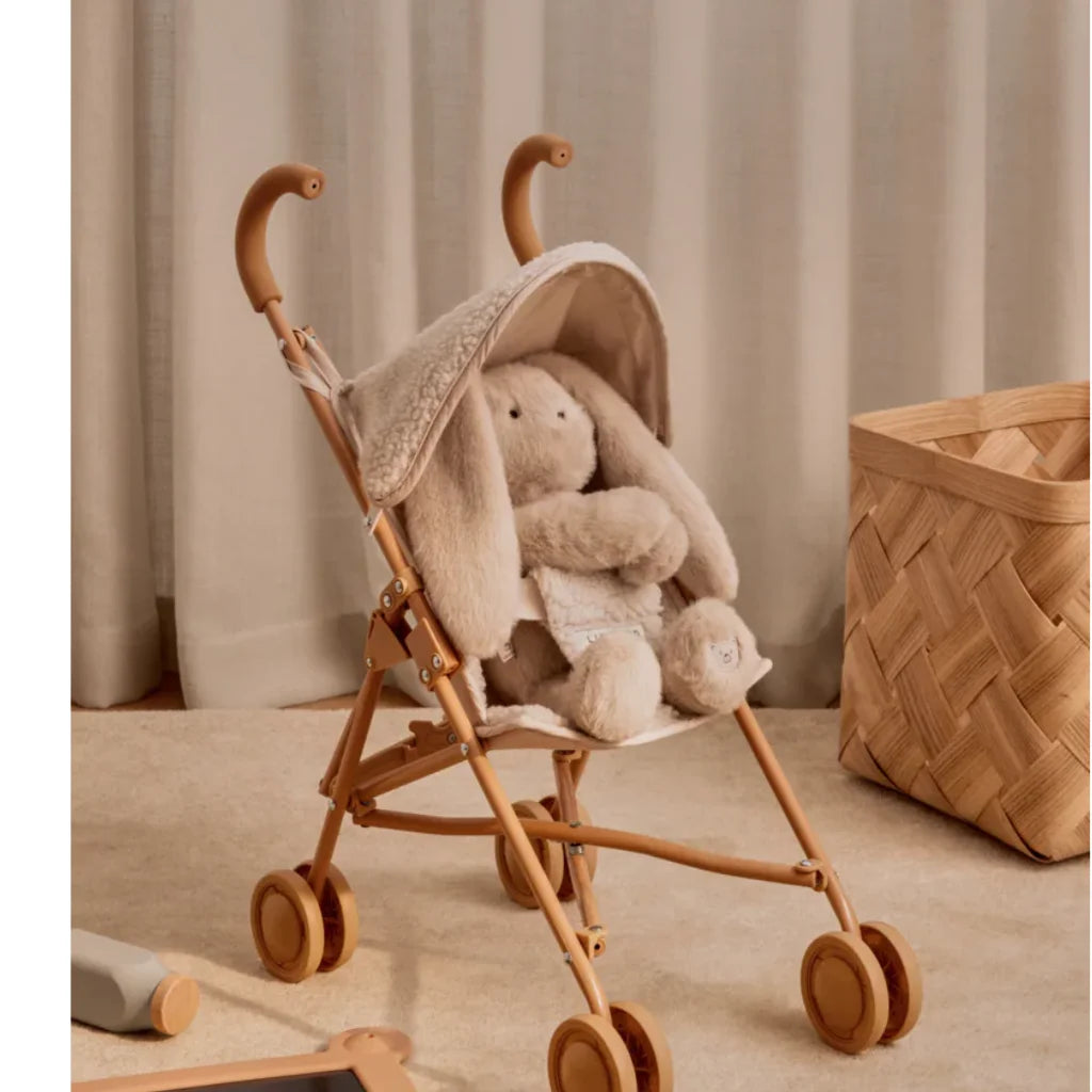 Liewood Elsie Pile poppenbuggy in Sandy met zachte zitting en zonnekap, vanaf 3 jaar