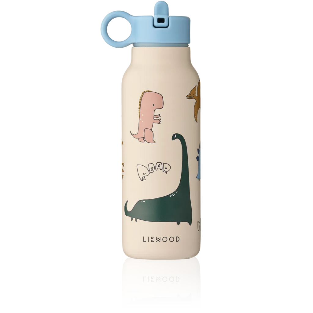 Liewood Falk drinkfles Butterfly Dino roar Sandy, geïsoleerde fles van 350 ml in roestvrij staal