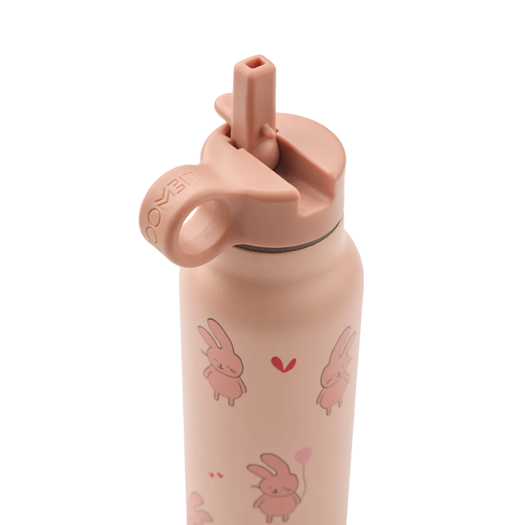 Liewood Falk drinkfles in Wild child Rosey met draaglus, 80% gerecycleerd roestvrij staal