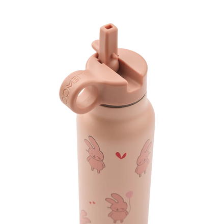 Liewood Falk drinkfles in Wild child Rosey met draaglus, 80% gerecycleerd roestvrij staal