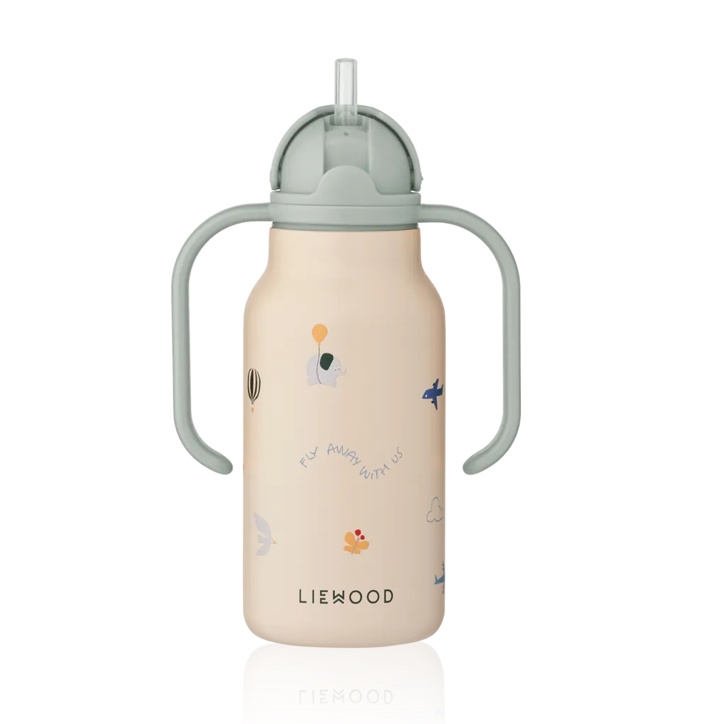Liewood Kimmie RVS drinkfles Flying Sandy, geïsoleerde peuterfles van 250 ml met rietje