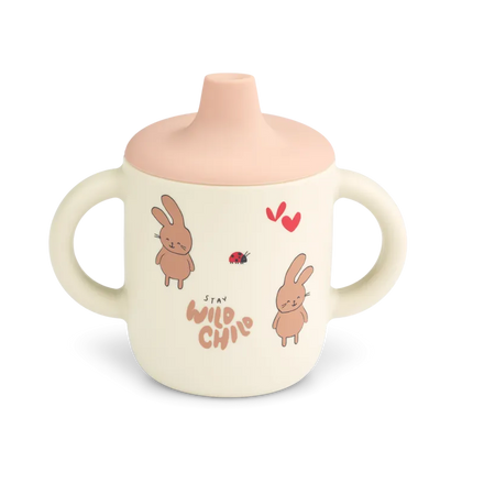 Liewood Neil sippy cup tuitbeker in Wild child Rosey, siliconen beker van 150 ml met handvatten