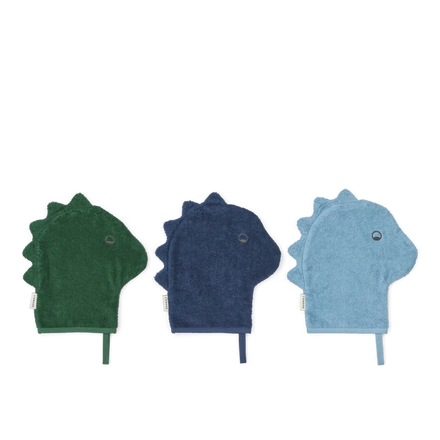 Liewood Sylvester washandjes 3st in Beach Blue Mix van GOTS-gecertificeerd biologisch katoen