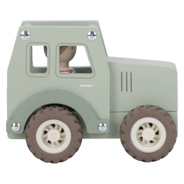 Little Dutch houten tractor in groen met houten details, te koop bij De Gele Flamingo