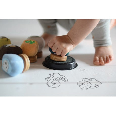 Stempelset dou'dou Dino van Crealign, 30 x 22 x 6 cm met afneembare handgrepen, De Gele Flamingo
