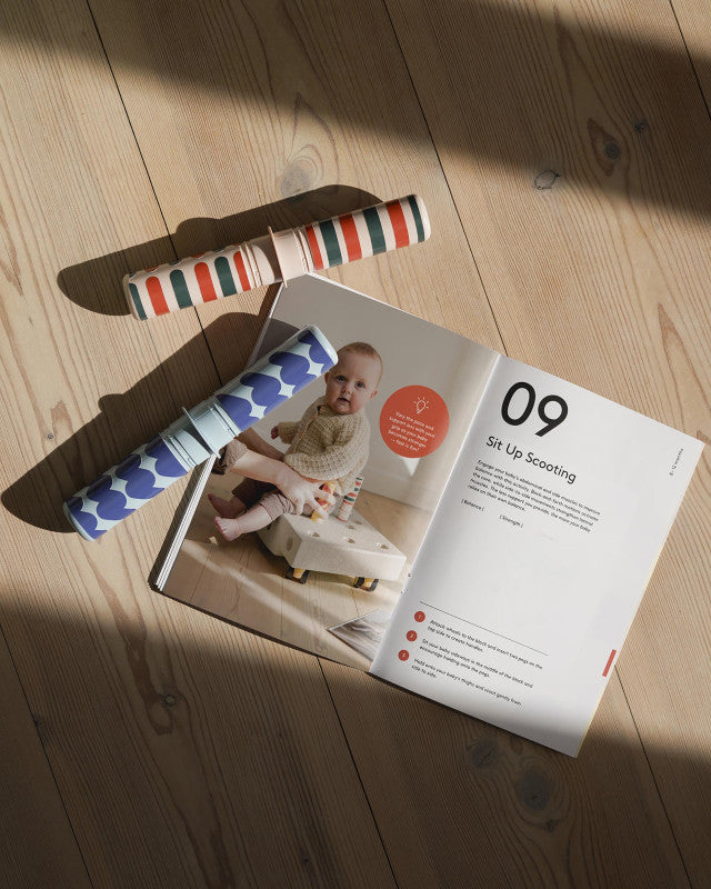 Blauwe MODU babyset van 100% recyclebaar EPP-foam, geschikt van 0 tot 12 maanden, bij De Gele Flamingo
