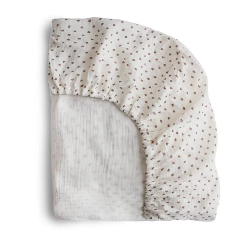 * Mushie Hoeslaken Muslin Wieg Laken | Bloom